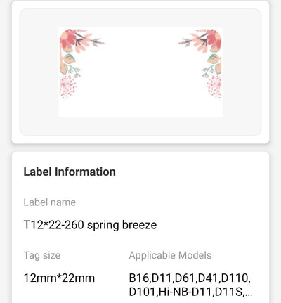 NB124 - NIIMBOT - D11 / D101 / D110 / H1S - 12X22MM - 260 SPRING RED LABELS