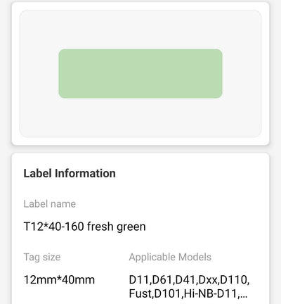 NB129 - NIIMBOT - D11 / D101 / D110 / H1S - 12X40MM - 155 GREEN LABELS