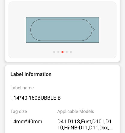 NB135 - NIIMBOT - D11 / D101 / D110 - 14*40MM - 160 IMIBHALO NGOKUQHUBEKA NGAMUNYE - IBHAYIBHILE B DESIGN