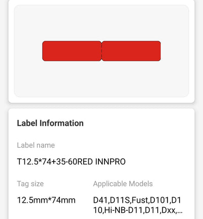 NB141 - NIIMBOT - D11 / D101 / D110 / H1S - 12.5X109MM - 65 RED CABLE LABELS