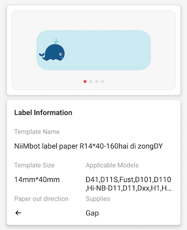 NB146 - NIIMBOT - D11 / D101 / D110 / H1S - 14X40MM - 160 MIXED SEA ANIMALS LABELS