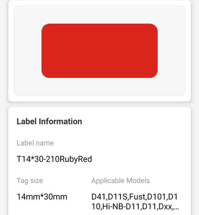NB150 - NIIMBOT - D11 / D101 / D110 / H1S - 14X30MM - 210 RUBY RED LABELS