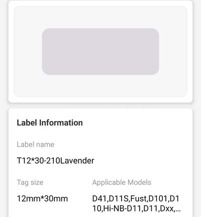 NB174 - NIIMBOT - D11 / D101 / D110 / H1S - 12X30MM - 210 LAVENDER LABELS