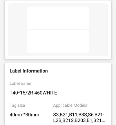 I-NB186 - NIIMBOT - B1 / B21 / B3S - T40*15MM/2R - 460 AMALEBO NGOKUQONGA NGAMUNYE - OKUMHLOPHE 