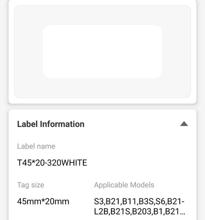 NB195 - NIIMBOT - B1 / B21 / B3S - 45*20MM - 320 LABELS PER ROLL - WHITE