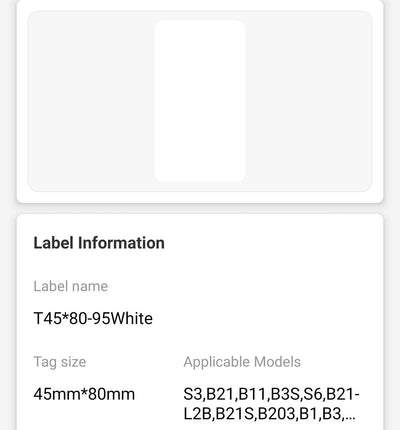 NB198 - NIIMBOT - B1 / B21 / B3S / B4 - 45X80MM - 95 WHITE LABELS