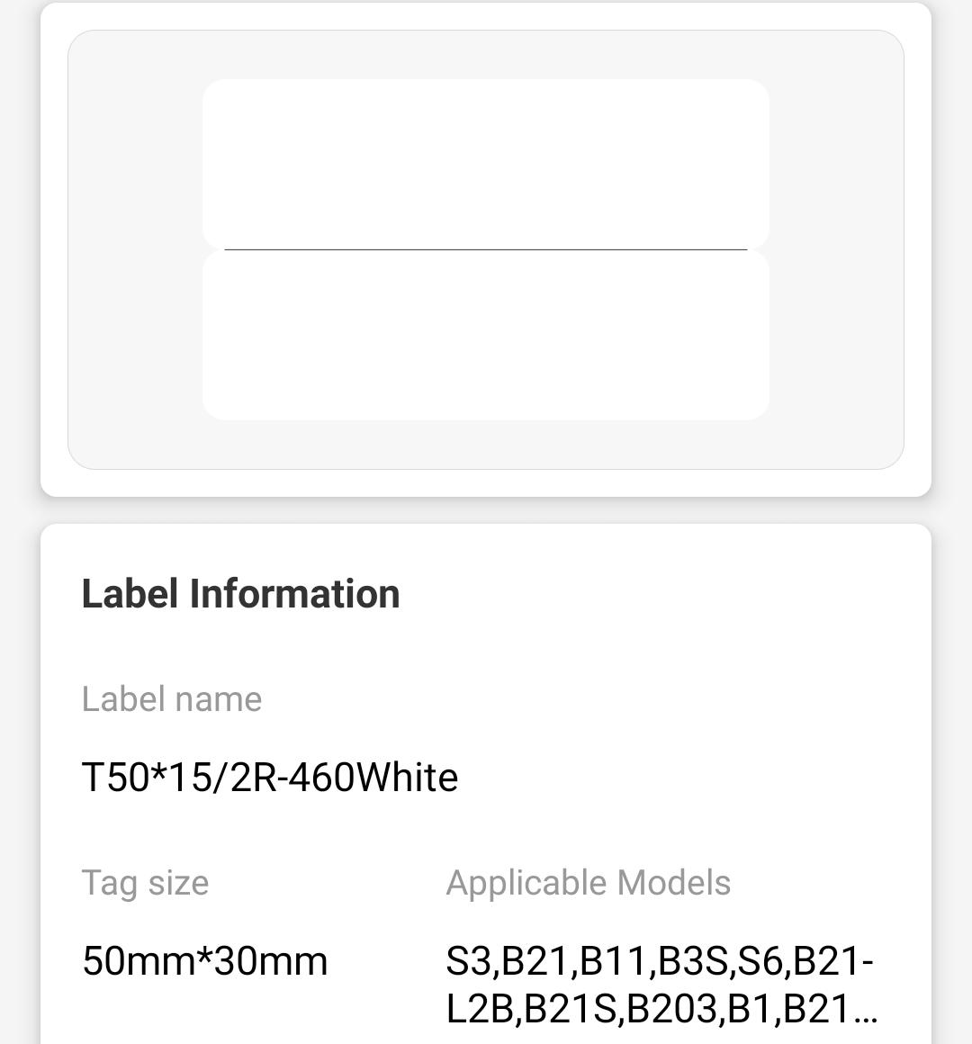 NB199 - NIIMBOT - B1 / B21 / B3S - T50*15MM/2R - 460 ETIKETTE PER ROL - WIT 