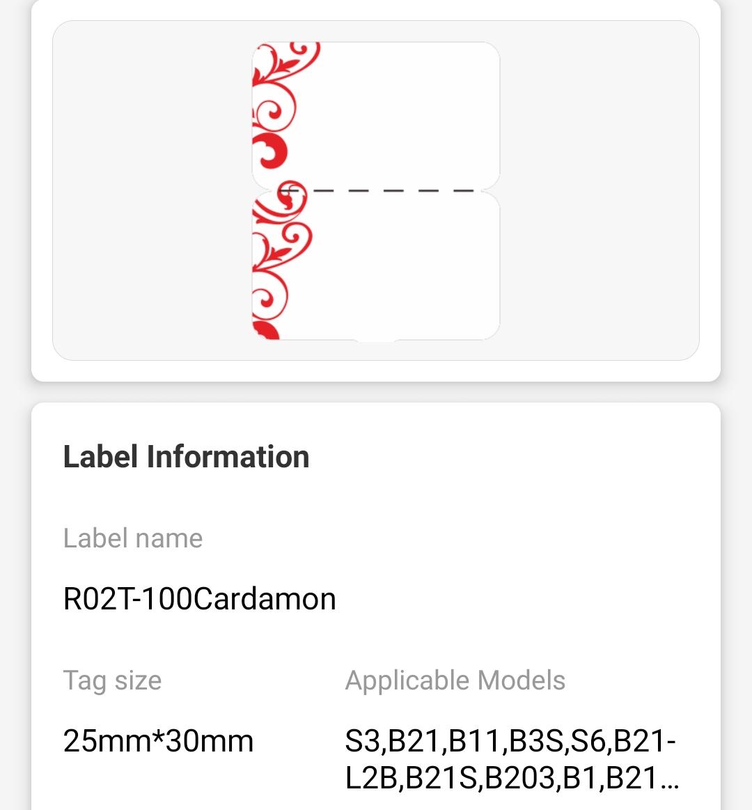 NB228 - NIIMBOT - B1 / B21 / B3S - R02T - 25*75MM (25x30+45) - 100 LABELS PER ROLL - RED PATTERN DESIGN