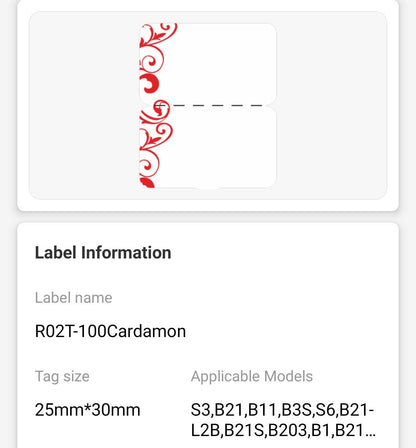 NB228 - NIIMBOT - B1 / B21 / B3S - R02T - 25*75MM (25x30+45) - 100 LABELS PER ROLL - RED PATTERN DESIGN