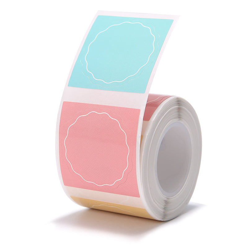 NIIMBOT - B1 / B21 / B3S - 34*34MM - 200 WAVY ROUND THERMAL LABELS - PINK, YELLOW AND BLUE
