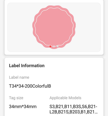 NB233 - NIIMBOT - B1 / B21 / B3S - T34*34MM - 200 WAVY ROUND THERMAL LABELS - PINK, YELLOW AND BLUE