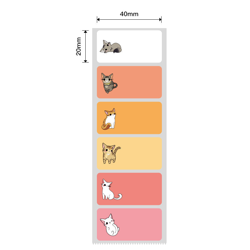 NB240 - NIIMBOT - B1 / B21 / B3S - 40*20MM - 320 RED/ORANGE THERMAL LABELS - CAT DESIGN