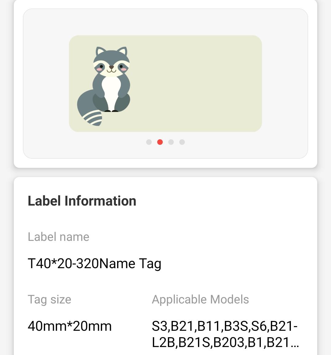 NB242 - NIIMBOT - B1 / B21 / B3S - 40*20MM - 320 AMALEBELE OKUTHETHAYO - I-NAMETAG UKWENZIWA KWEZILWANE