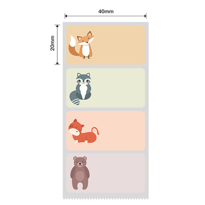 NB242 - NIIMBOT - B1 / B21 / B3S - 40*20MM - 320 THERMAL LABELS -  NAMETAG ANIMAL DESIGN