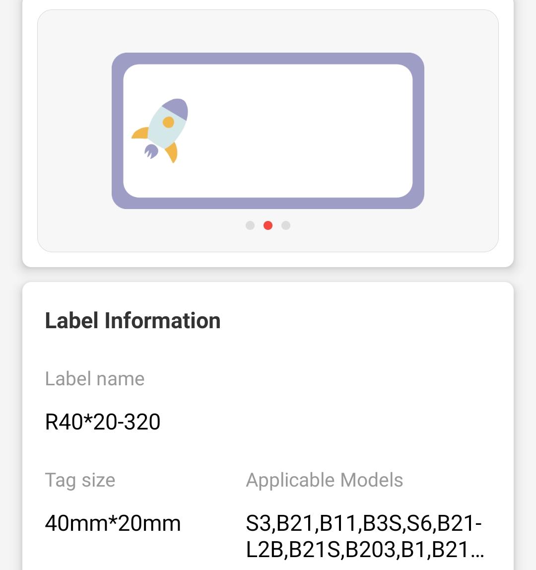 NB244 - NIIMBOT - B1 / B21 / B3S - 40*20MM - 320 AMALEBO NGEROLI NGAMUNYE - I-TOY DESIGN
