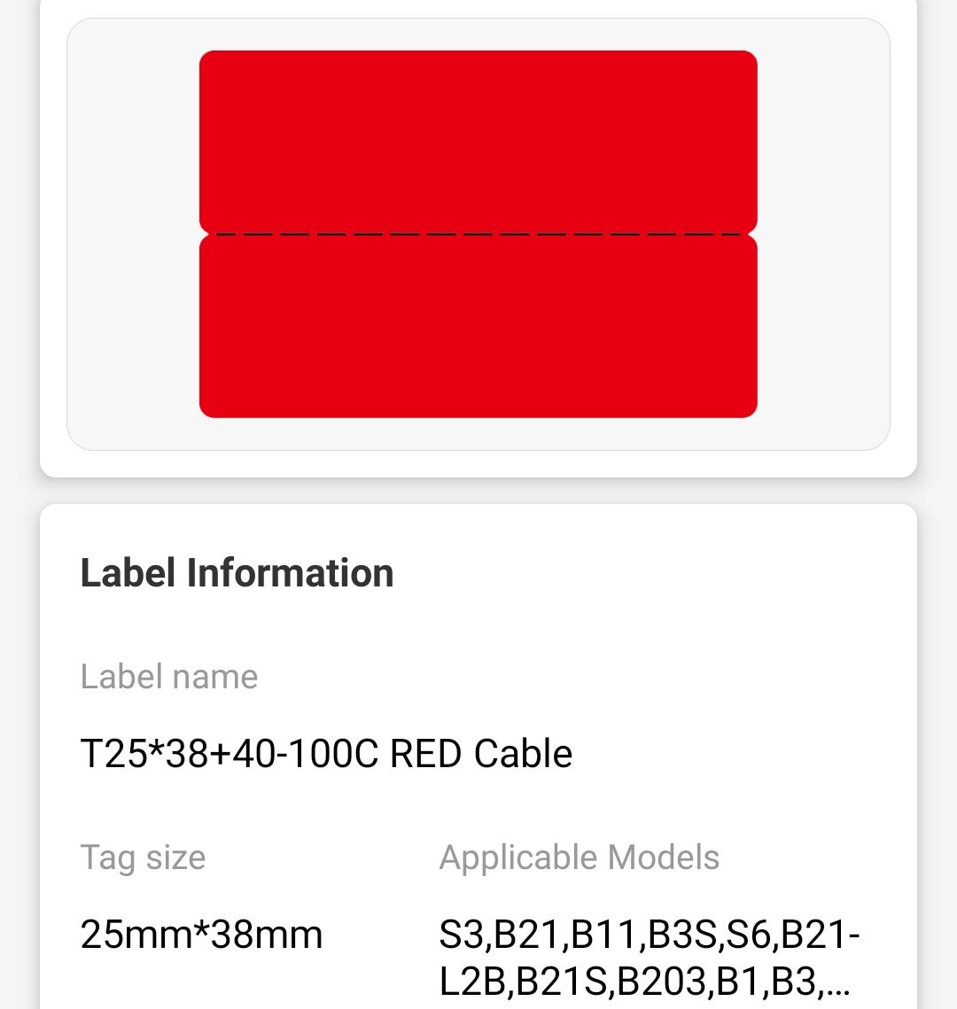 I-NB247 - NIIMBOT - B1 / B21 / B3S - 25*78MM - 100 AMALEBO NGOKUQONGA NGAKHONA - IKHABULA / UBUCHWEPHESHE - RED 