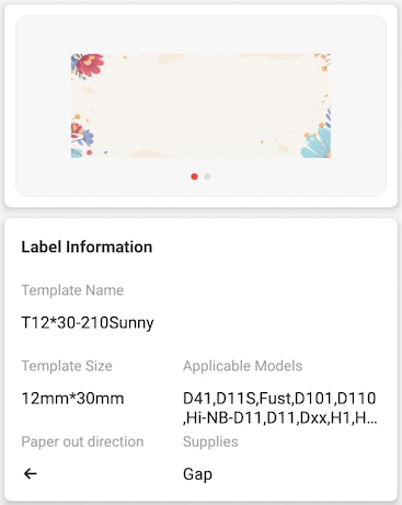 NB273 - NIIMBOT - D11 / D101 / D110 / H1S - 12X30MM - 210 FLOWERS LABELS