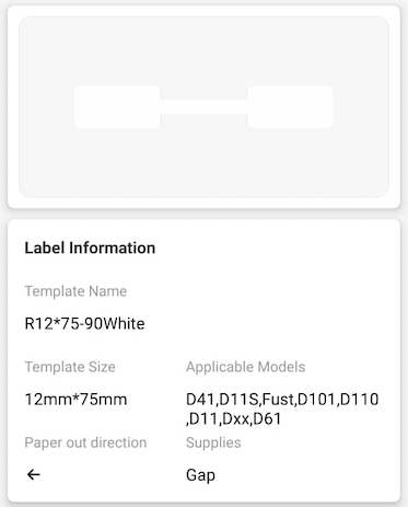 NB277 - NIIMBOT - D11 / D101 / D110 / H1S - 12X75MM - 90 WHITE JEWELLERY LABELS