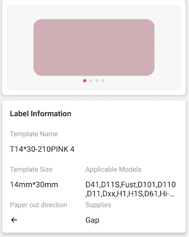 NB283 - NIIMBOT - D11 / D101 / D110 - R14*30 - 210 AMALEBO NGOKUQONGA NGAMUNYE - I-PINK 4 DESIGN