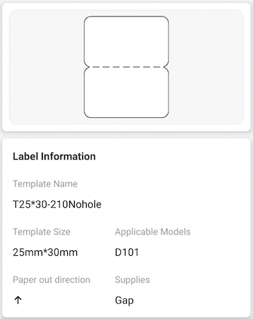 NB341 - NIIMBOT - D101 ONLY - 25X30MM - 210 WHITE NO HOLE LABELS