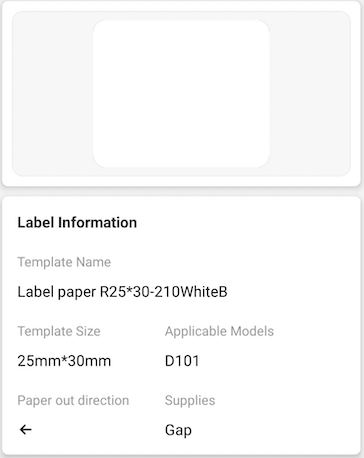 NB346 - NIIMBOT - D101 ONLY - 25X30MM - 210 WHITE LABELS