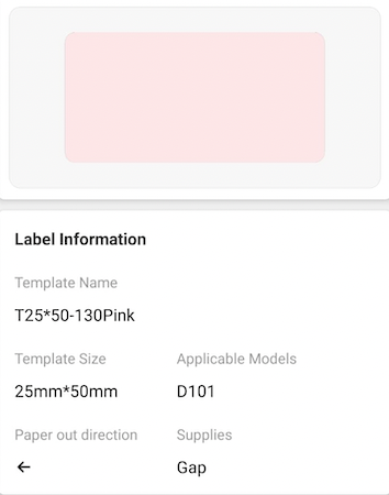 NB370 - NIIMBOT - D101 ONLY - 25X50MM - 130 PINK LABELS