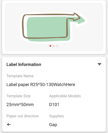 NB373 - NIIMBOT - D101 ONLY - R25*50 - 130 LABELS PER ROLL - WATCH HERE DESIGN