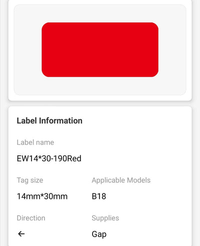 NB389 - NIIMBOT - B18 / N1 - 14X30MM - 190 RED LABELS