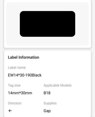 NB390 - NIIMBOT - B18 / N1 - 14X30MM -190 BLACK LABELS