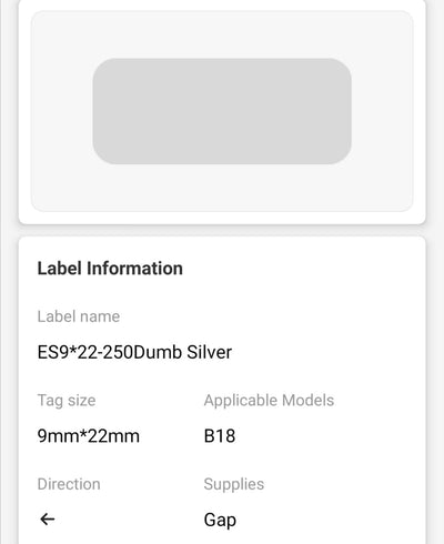 NB395 - NIIMBOT - B18 / N1 - 9X22MM - 250 SILVER LABELS
