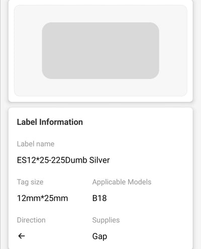 NB396 - NIIMBOT - B18 / N1 - 12X25MM - 225 SILVER LABELS