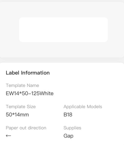 NB399 - NIIMBOT - B18 / N1 - 14X50MM - 125 WHITE LABELS