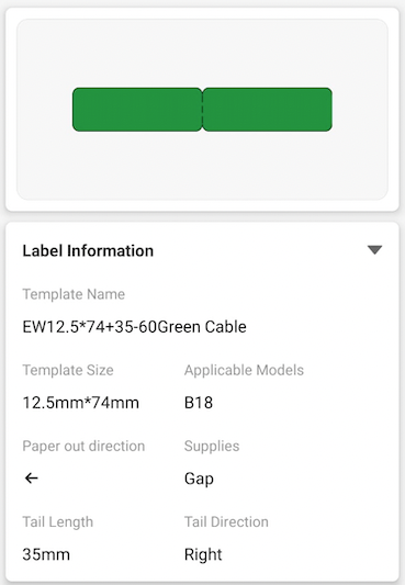 NB406 - NIIMBOT - B18 - EW12.5*109mm - 60 ETIKETTE PER ROL - GROEN KLEURONTWERP