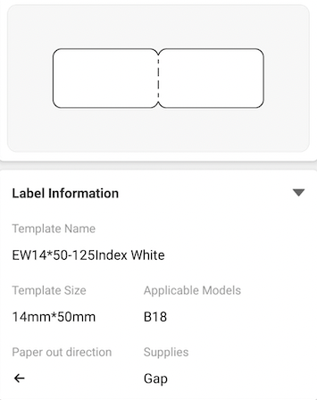 NB407 - NIIMBOT - B18 - EW14*50mm - 125 ETIKETTE PER ROL - WIT KLEURONTWERP