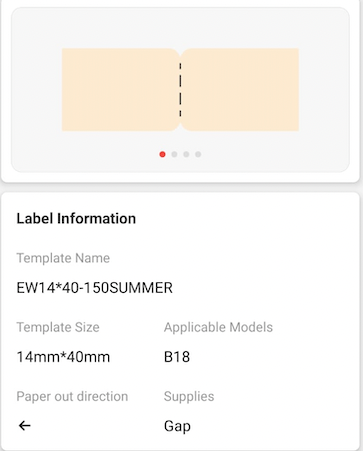 I-NB409 - NIIMBOT - B18 - EW14*40mm - 150 AMALEBO NGOKUQHUBEKA NGAMUNYE - UKWENZIWA KWEHLOBO