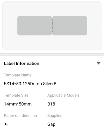 NB410 - NIIMBOT - B18 - EY14*50mm - 130 ETIKETTE PER ROL - DONKERSILWER ONTWERP