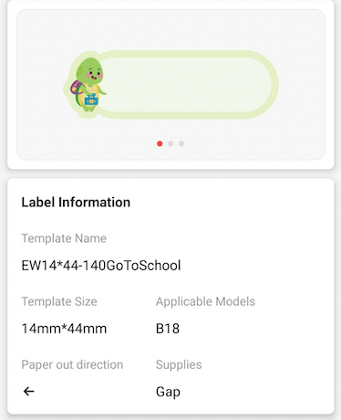 NB415 - NIIMBOT - B18 - EW14*44mm - 140 ETIKETTE PER ROL - GAAN SKOOL TOE-ONTWERP