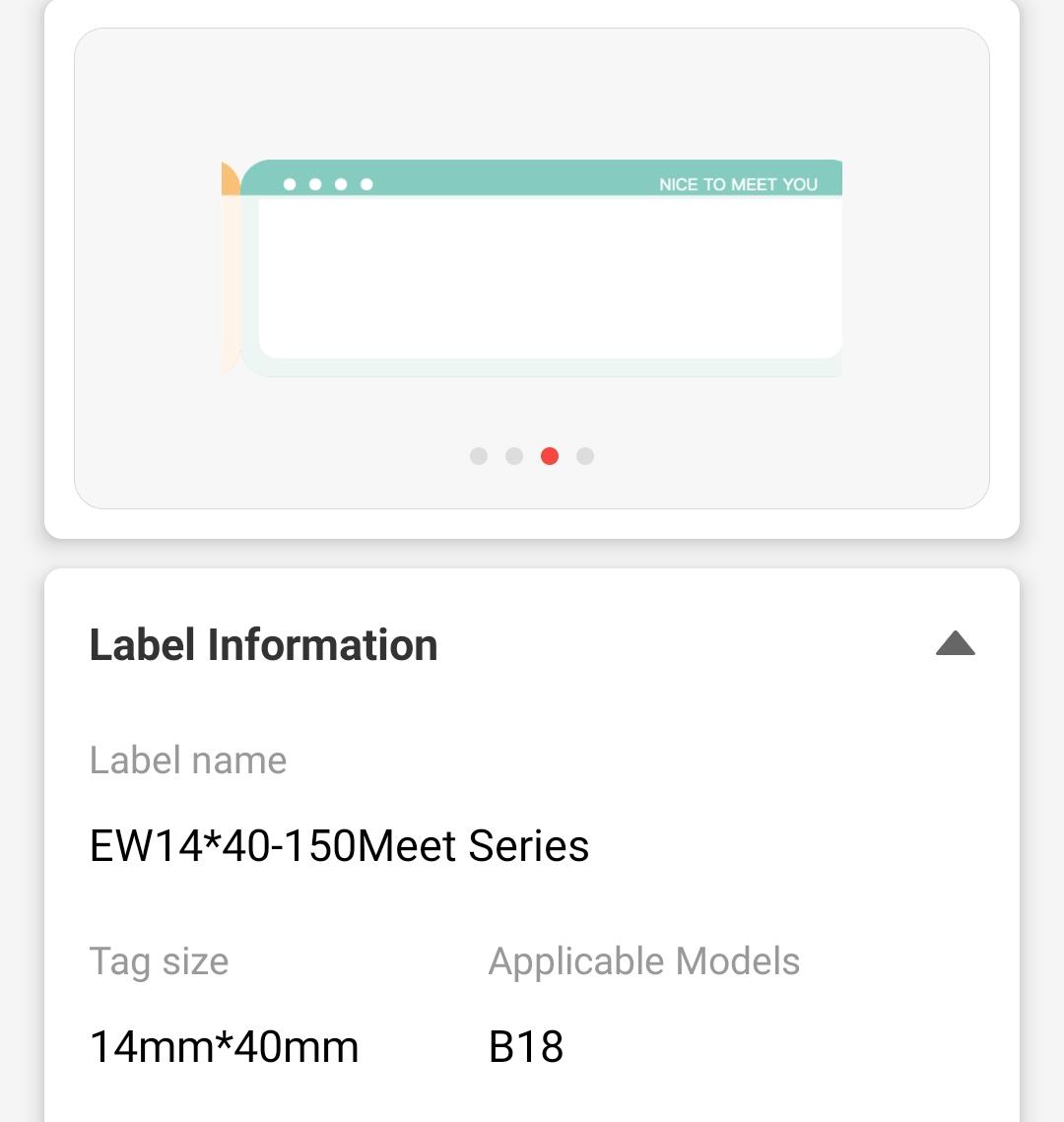 NB420 - NIIMBOT - B18 - EW14*40mm - 150 ETIKETTE PER ROL - AANGENAME OM JOU TE ONTMOET ONTWERP