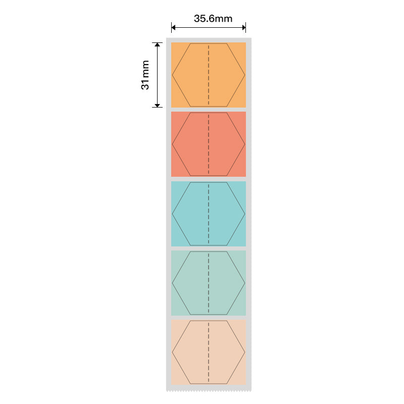 I-NB436 - NIIMBOT - B1 / B21 / B3S - 35.6*31MM - 220 AMALEBO ETHERMAL (MULTI-COLOUR) - I-HEXAGON DESIGN 