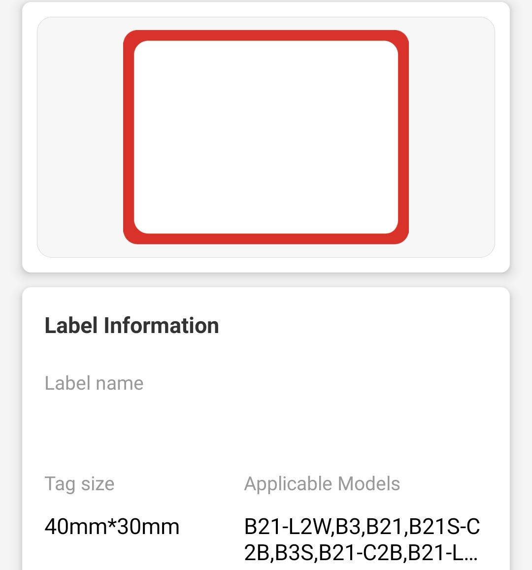 NB444 - NIIMBOT - B1 / B21 / B3S - 40*30MM - 230 THERMALS LABELS - RED FRAME DESIGN 