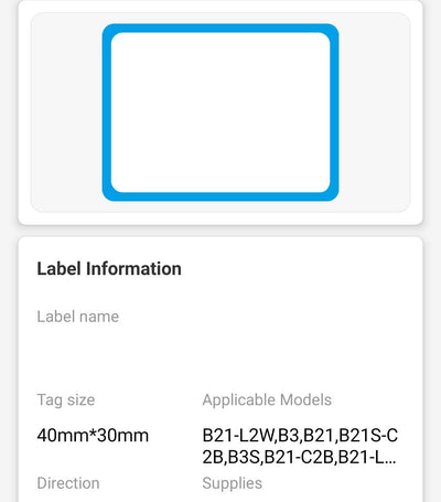 NB445 - NIIMBOT - B1 / B21 / B3S / B4 - 40X30MM - 230 BLUE FRAME LABELS