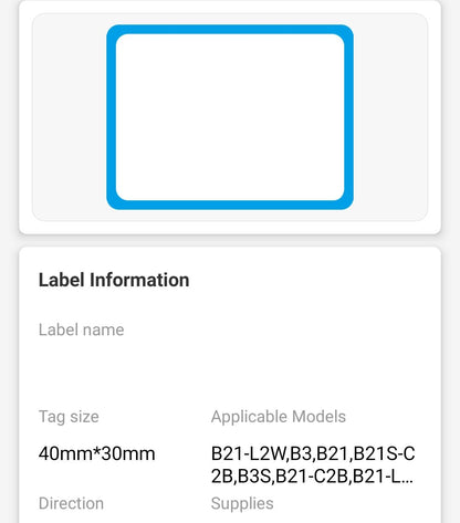 I-NB445 - I-NIIMBOT - B1 / B21 / B3S - 40*30MM - 230 AMALEBO NGOKUQONGA NGAMUNYE - UKWENZIWA KOHLAKA ELIBLUE