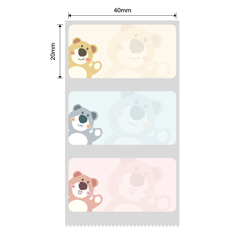 I-NB452 - NIIMBOT - B1 / B21 / B3S - T40*20 - 320 AMALEBULA NGOKUQONGA NGAMUNYE - I-CUTE BEAR DESIGN