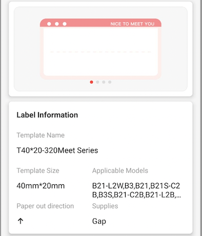 NB456 - NIIMBOT - B1 / B21 / B3S - T40*20 - 320 ETIKETTE PER ROL - AANGENAME OM JOU TE ONTMOET ONTWERP