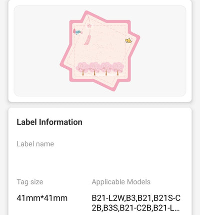 NB458 - NIIMBOT - B1 / B21 / B3S - T41*41MM - 170 THERMAL LABELS - CHERRY BLOSSOM DESIGN 