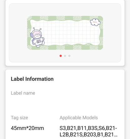 NB459 - NIIMBOT - B1 / B21 / B3S - 45*20MM - 320 AMALEBHA OKUTHETHAYO - UKWENZIWA KWESIQEPHU SESIKHALA 