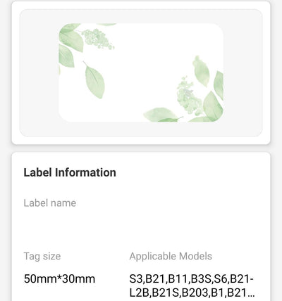 NB460 - NIIMBOT - B1 / B21 / B3S / B4 - 50X30MM - 230 GREEN LEAF LABELS