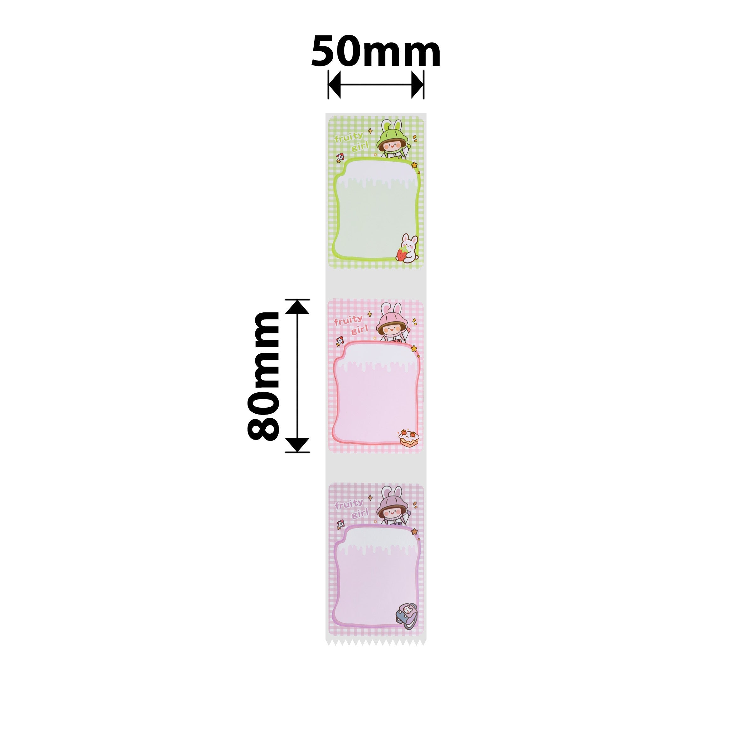 NB469 - NIIMBOT - B1 / B21 / B3S - 50*80MM - 95 THERMAL LABELS (MULTI-COLOUR) - FRUITY GIRL DESIGN