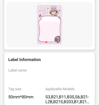 NB469 - NIIMBOT - B1 / B21 / B3S - 50*80MM - 95 THERMAL LABELS (MULTI-COLOUR) - FRUITY GIRL DESIGN