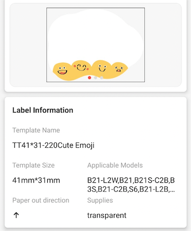 I-NB473 - NIIMBOT - B1 / B21 / B3S - TT41*31 - 220 AMALEBULA NGOKUQONGA NGAWO - OKUHLE KWE-EMOJIS DESIGN